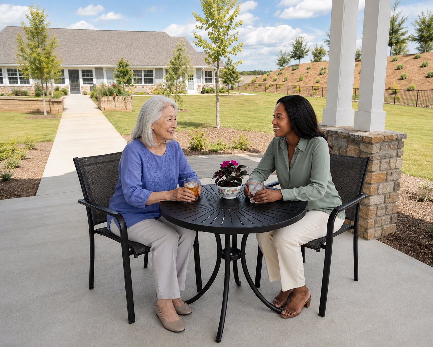 A caregiver sharing an activity with a senior client